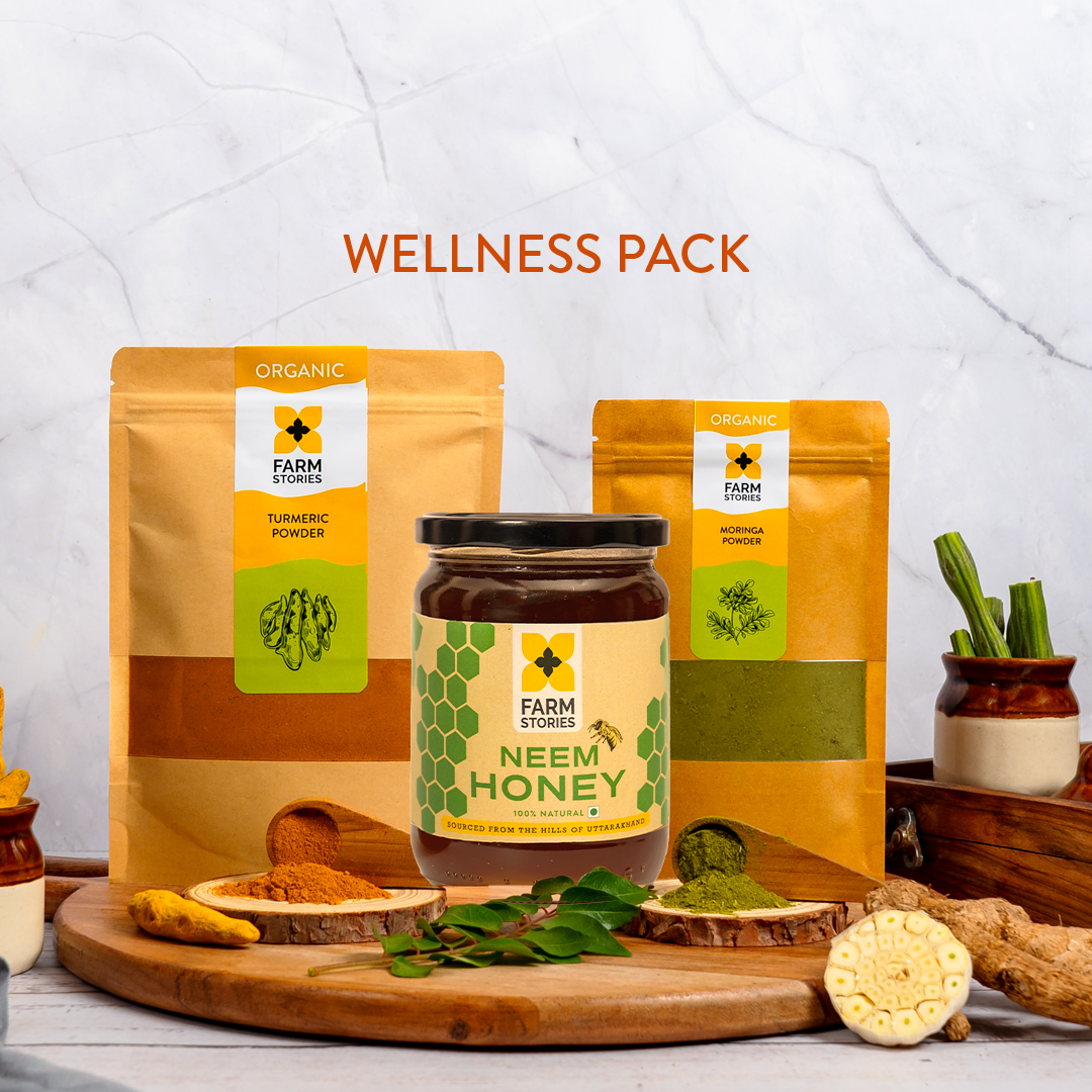 Wellness Pack - Organic Moringa + Organic Turmeric + Neem Honey